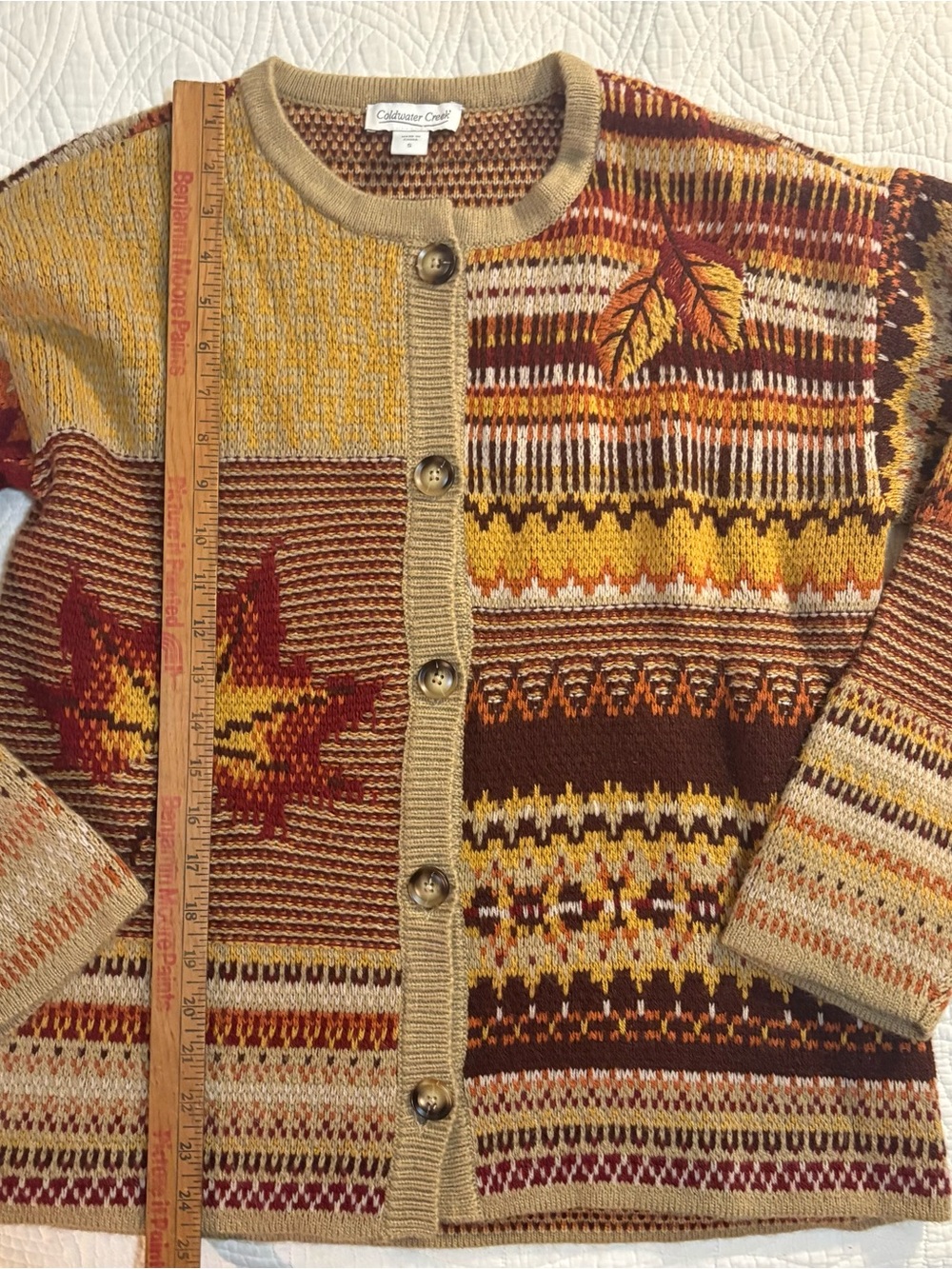 Coldwater Creek Chasing Leaves Cardigan Sweater Small - Picture 4 of 8